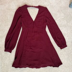 Lulu's Deep Red Long Sleeve Dress